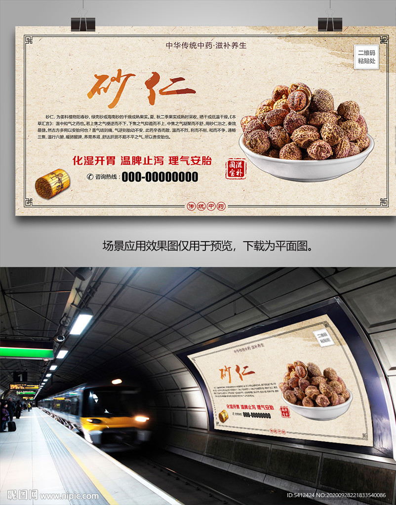 中药材砂仁海报灯箱展板挂画单页