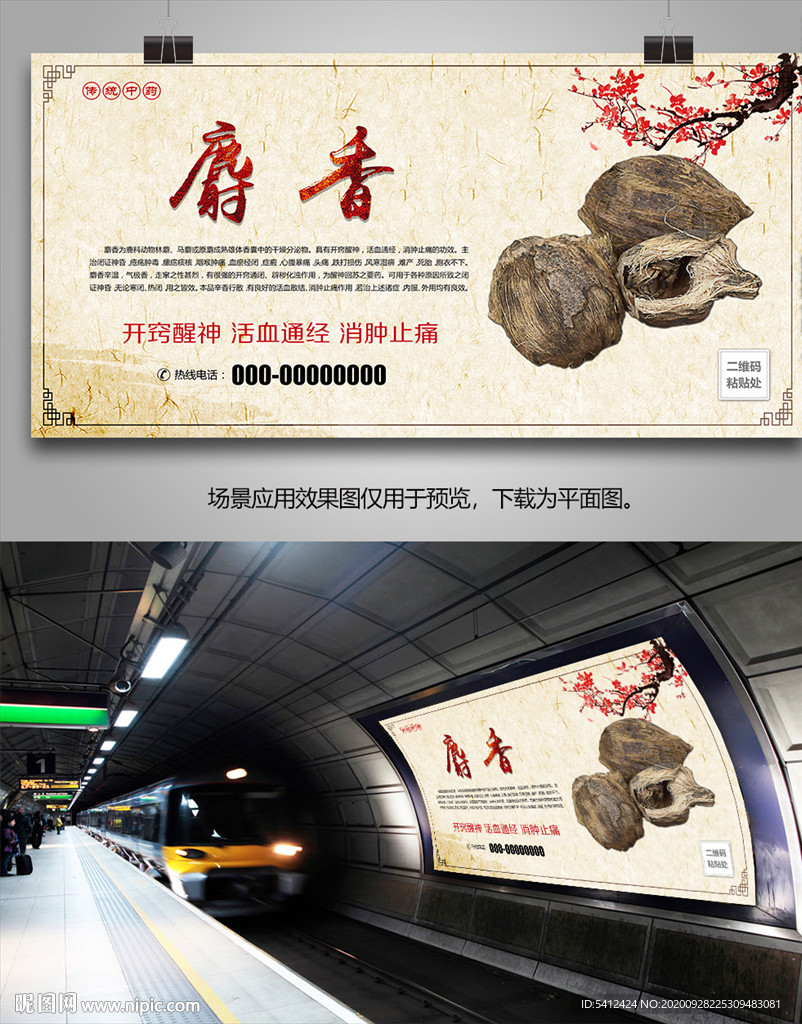 麝香简介海报灯箱展板挂画单页