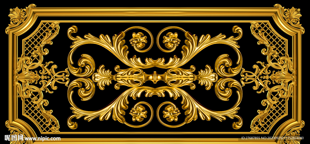 金色古典花纹装饰画