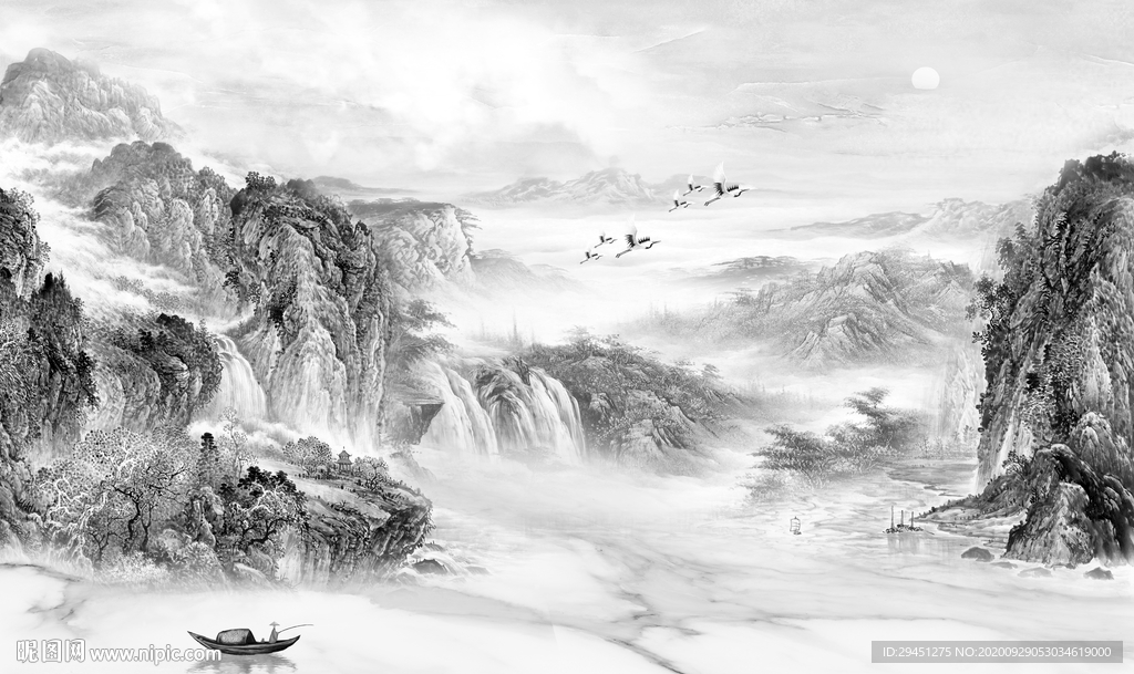 新品现代新山水画 tif分层