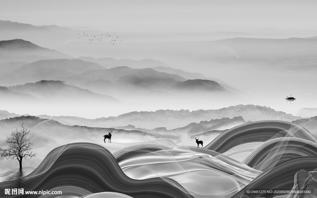 别墅现代新山水画 tif分层