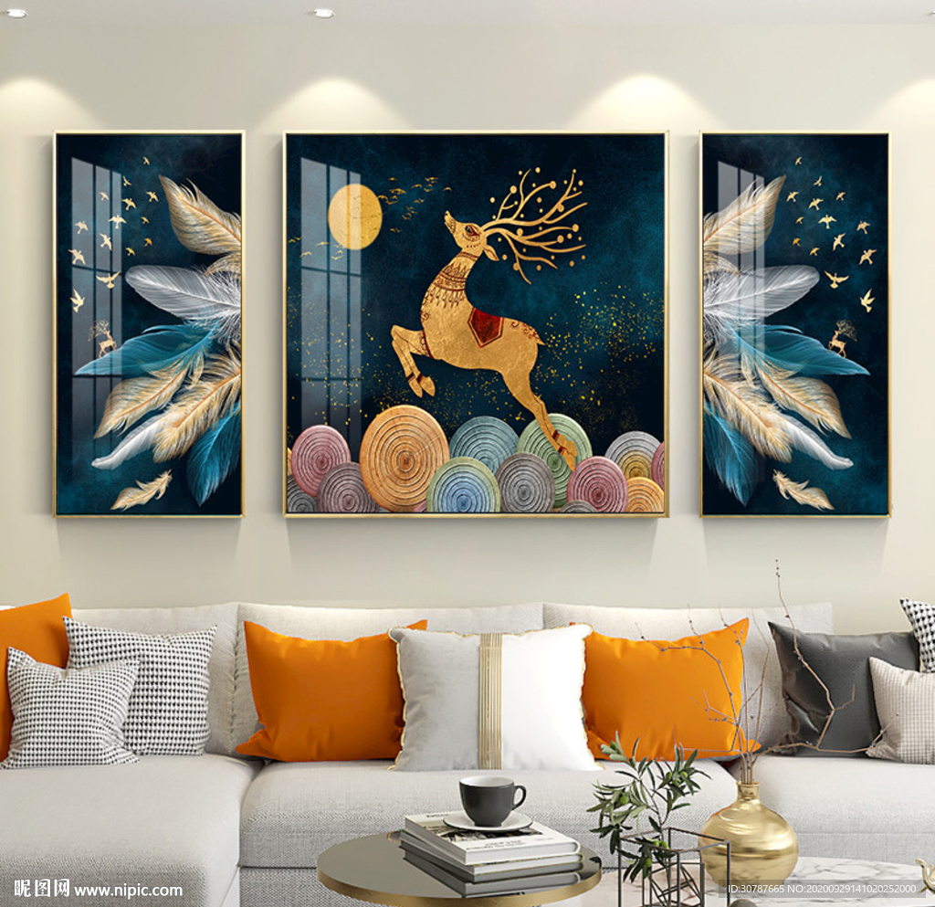 羽毛麋鹿晶瓷画