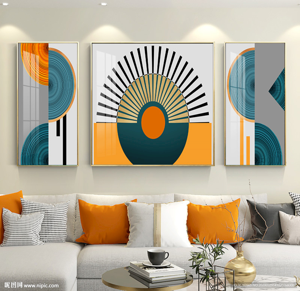 爱马仕橙色几何晶瓷画