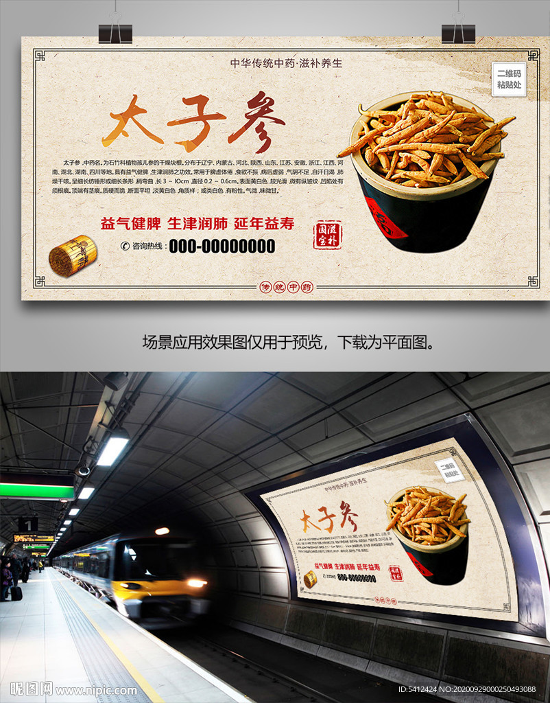 太子参简介海报灯箱展板展架挂画