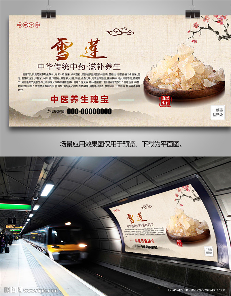 中药材雪莲海报灯箱展板展架挂画