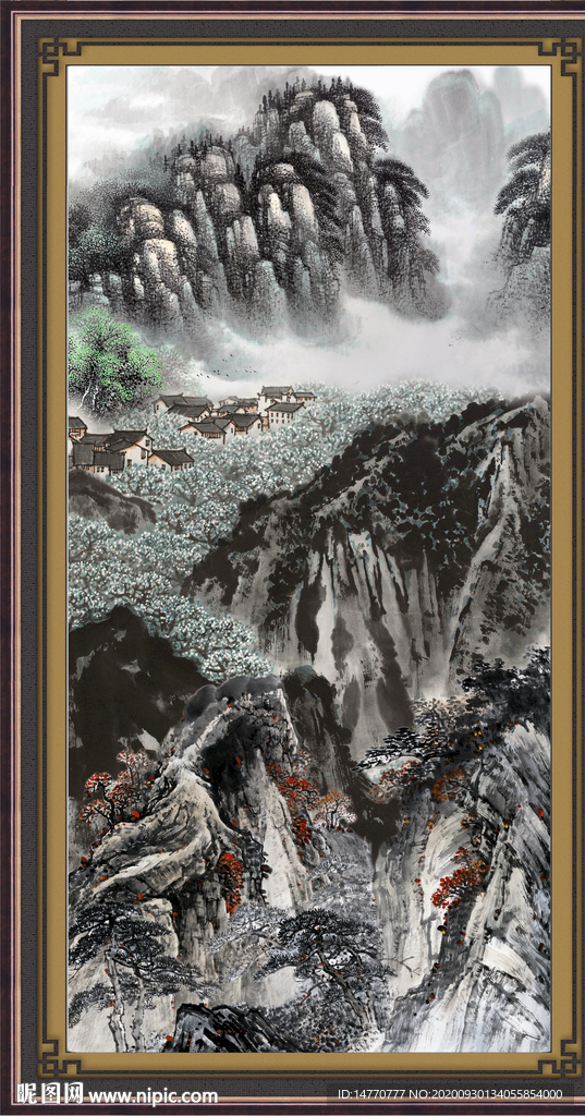 竖幅山水画
