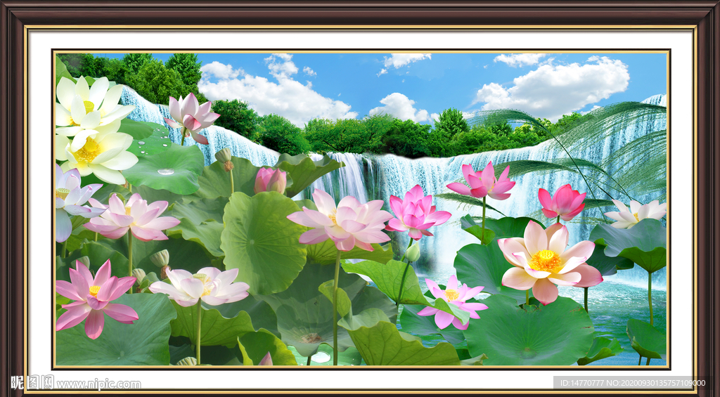 荷花山水画