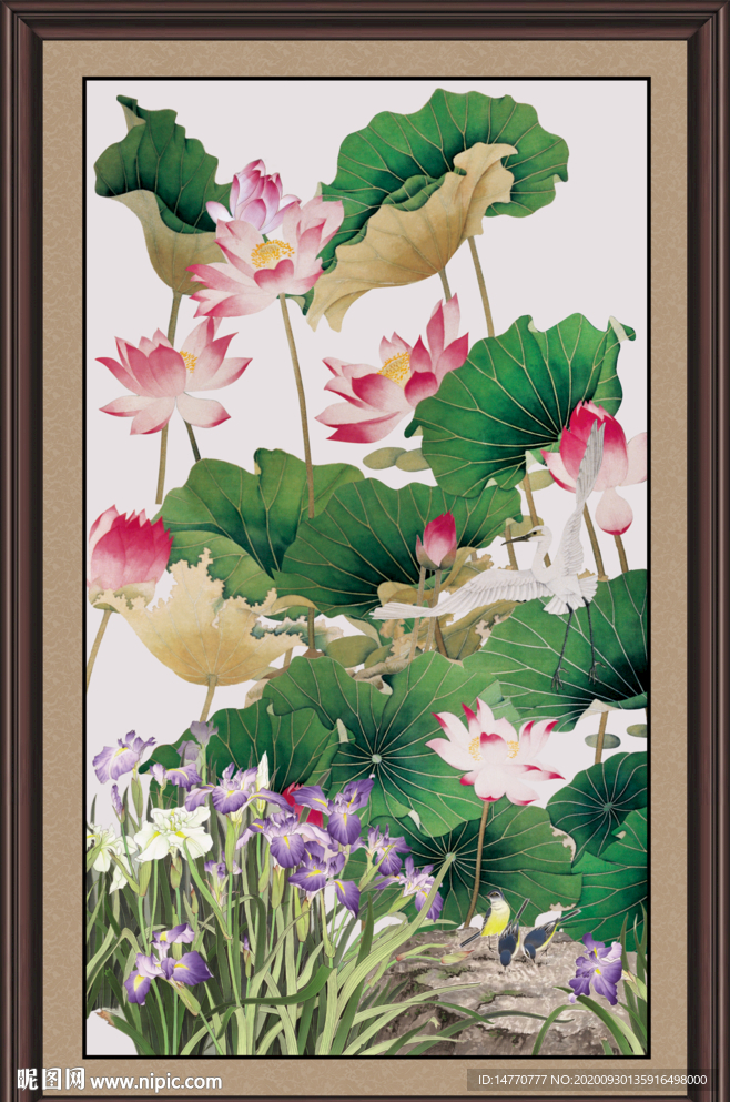 荷花山水画