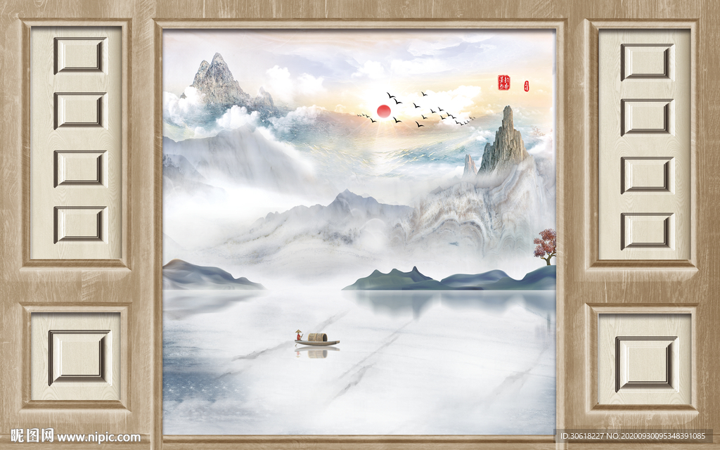 新中式背景墙