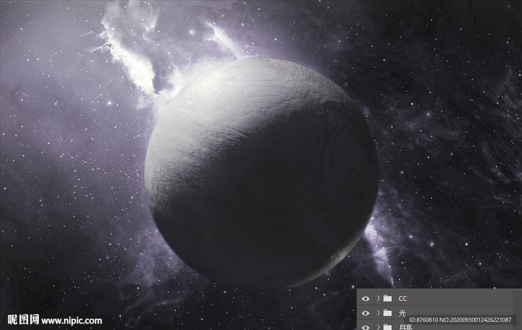 月亮合成psd图层文件