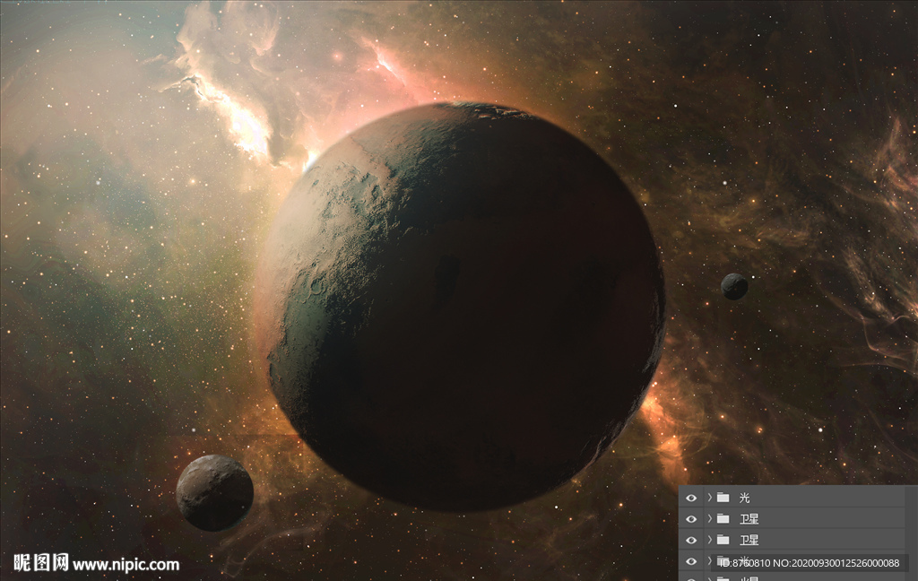 火星卫星合成psd图层文件