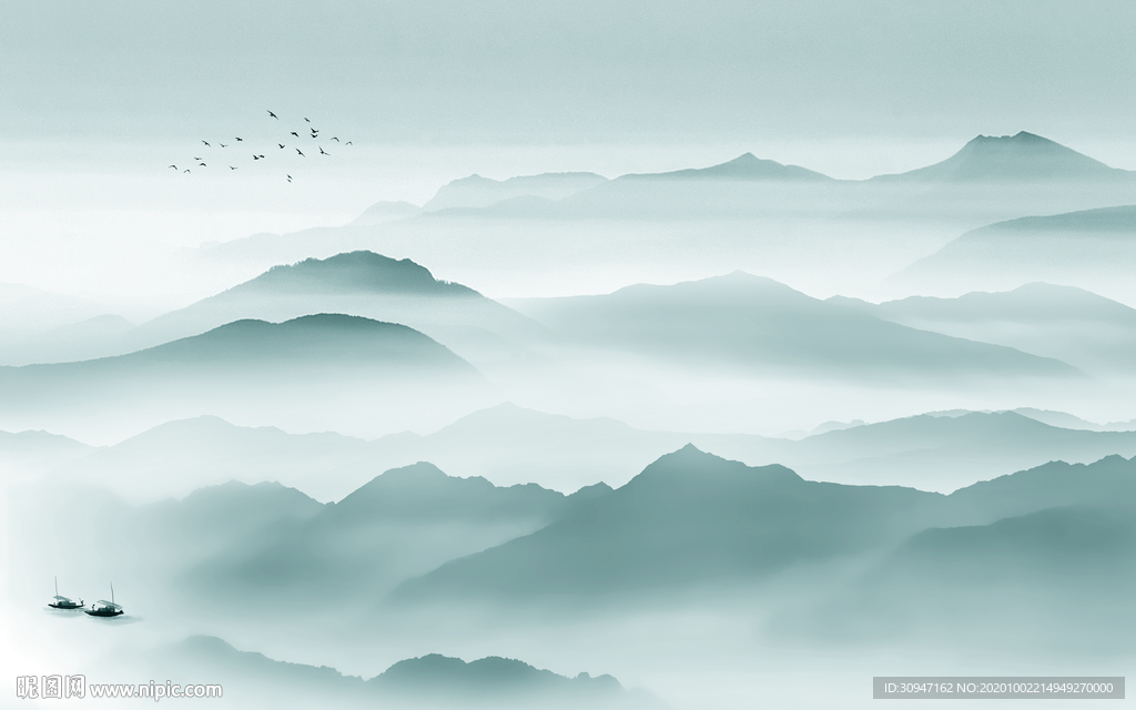 唯美轻奢山水背景 TIF分层