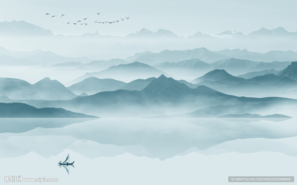 新中式轻奢山水背景 TIF分层