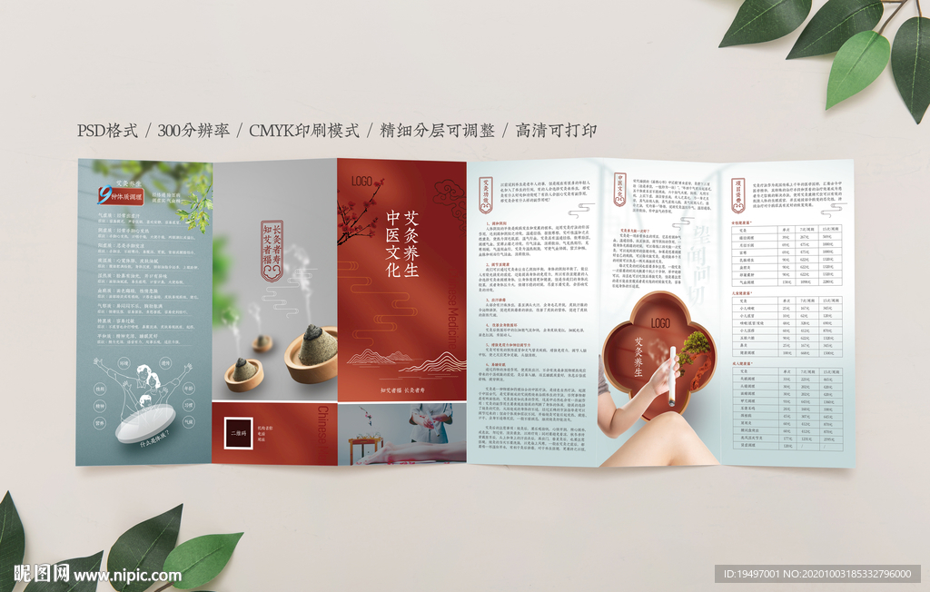 中医艾灸养生三折页