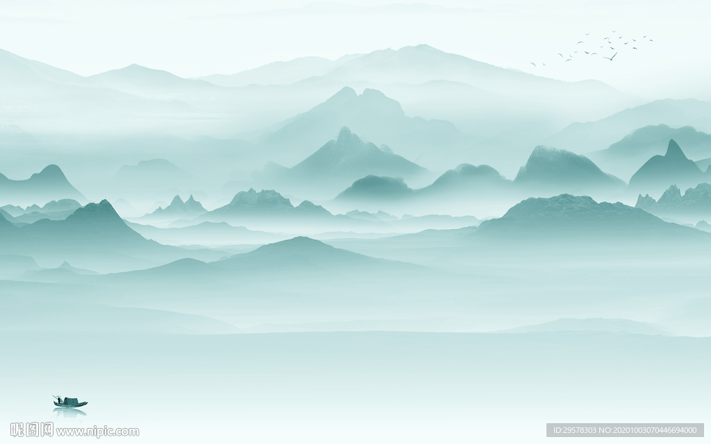 意境山水客厅背景 TIF分层