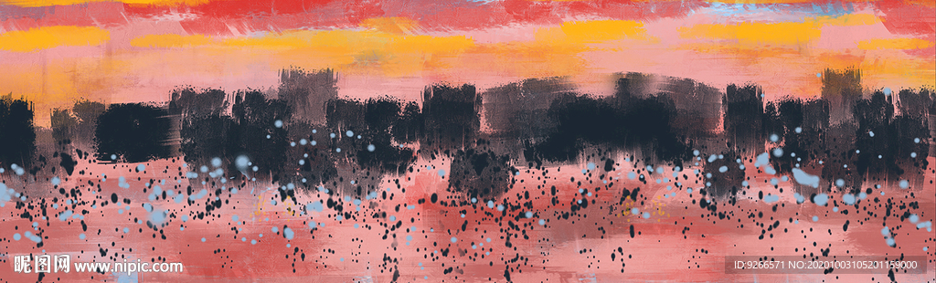 抽象卧室横幅装饰画