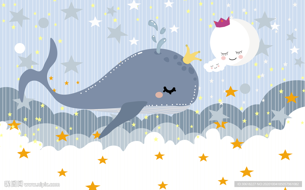 北欧卡通儿童房背景