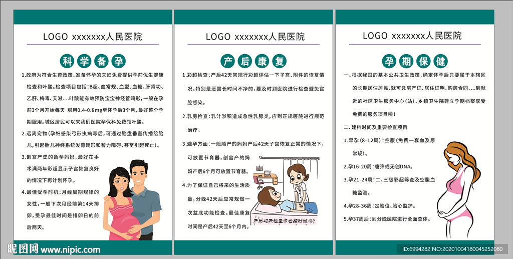 孕期保健产后 康复展板