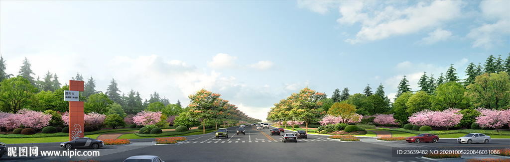 市政道路节点景观效果图