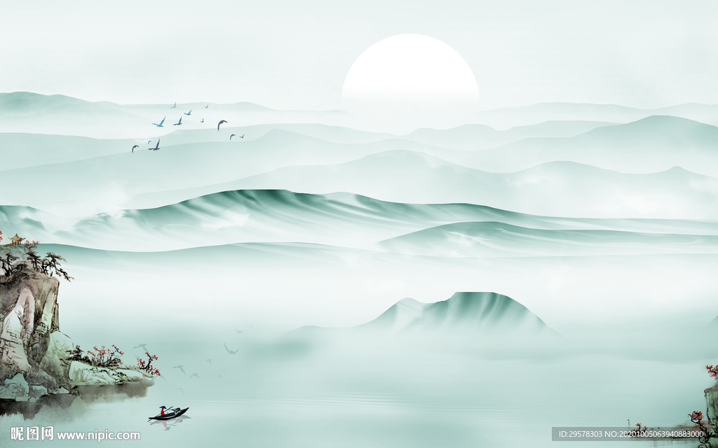 高档 山水中式背景 TIF分层