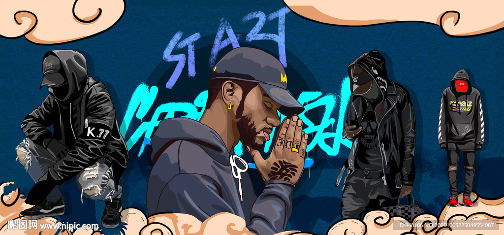 嘻哈潮流背景墙装饰画