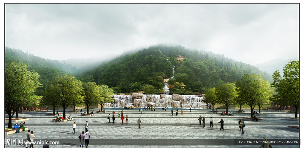 风景区入口假山效果图
