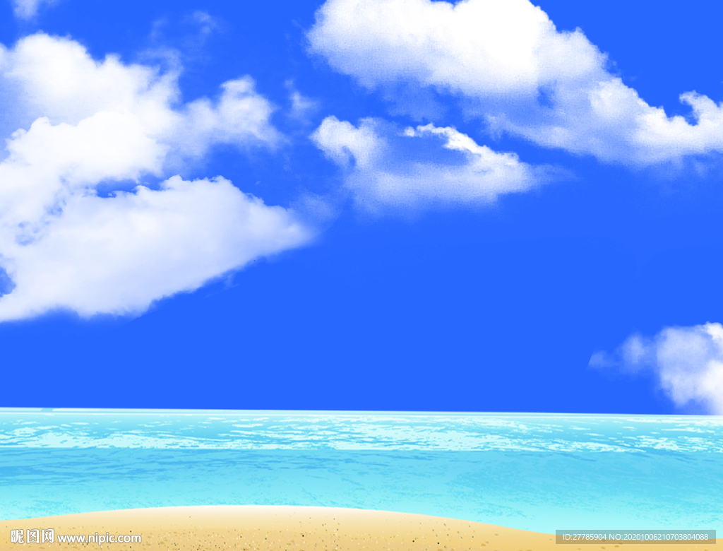 沙滩蓝天白云