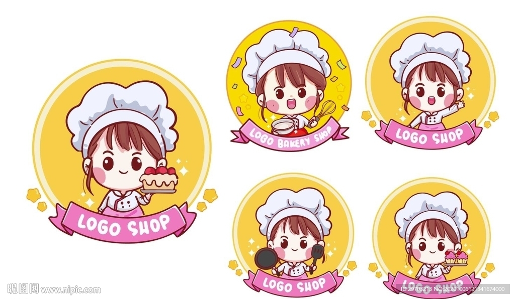卡通美女厨师