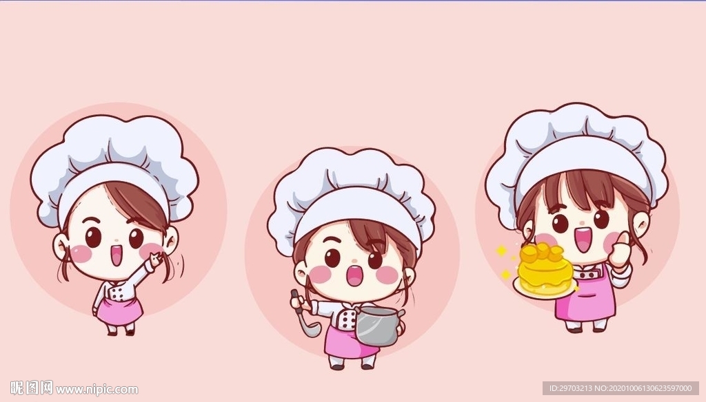 卡通美女厨师