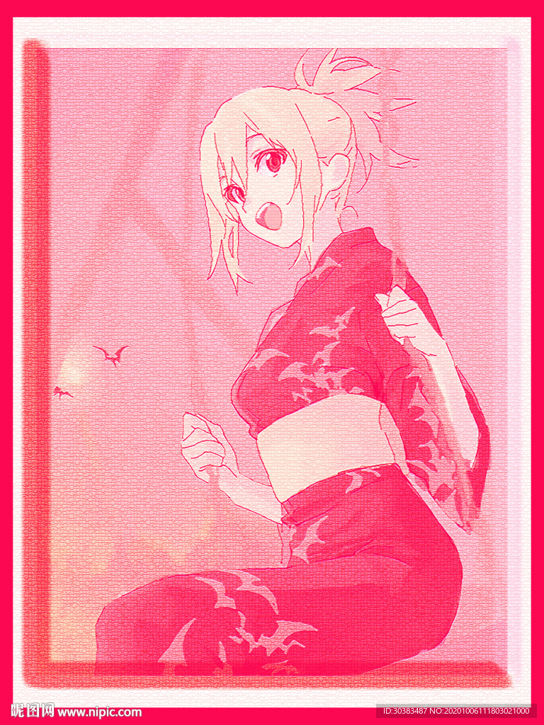卡通少女 速写 青年女