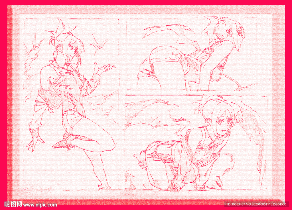 唯美线条男女 素描素材 漫画人