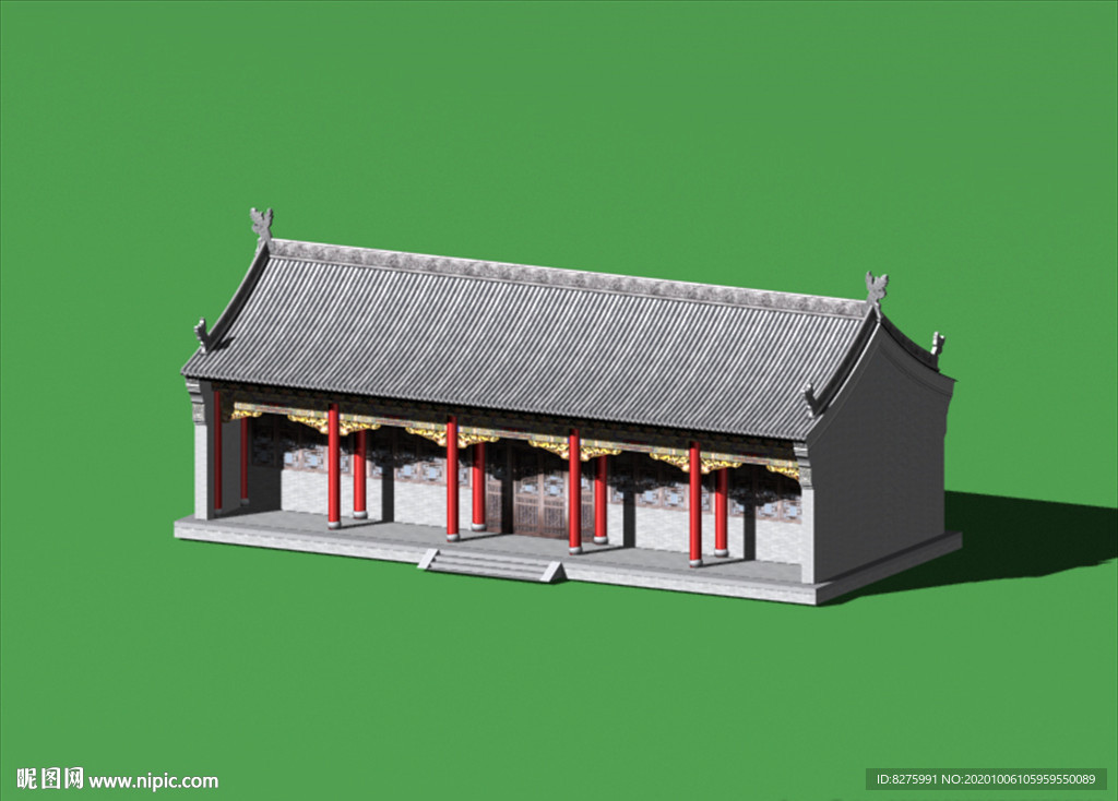 硬山古建筑3D模型（带贴图）
