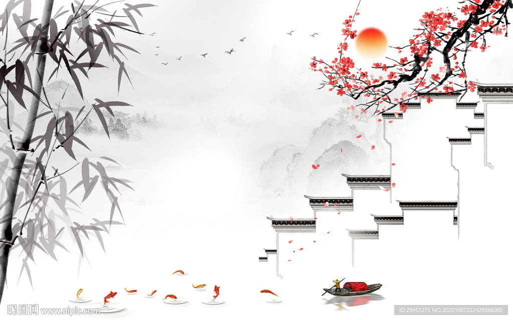 徽派简约新山水画 tif分层