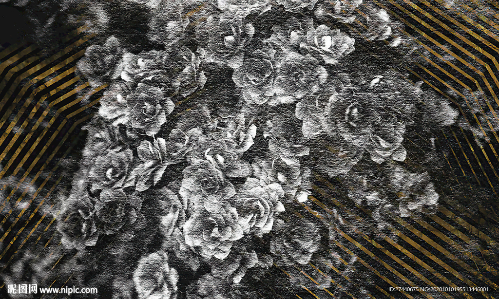 复古手绘白色花朵
