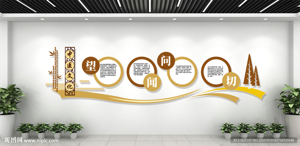 医院医疗望闻问切楼梯中医文化墙