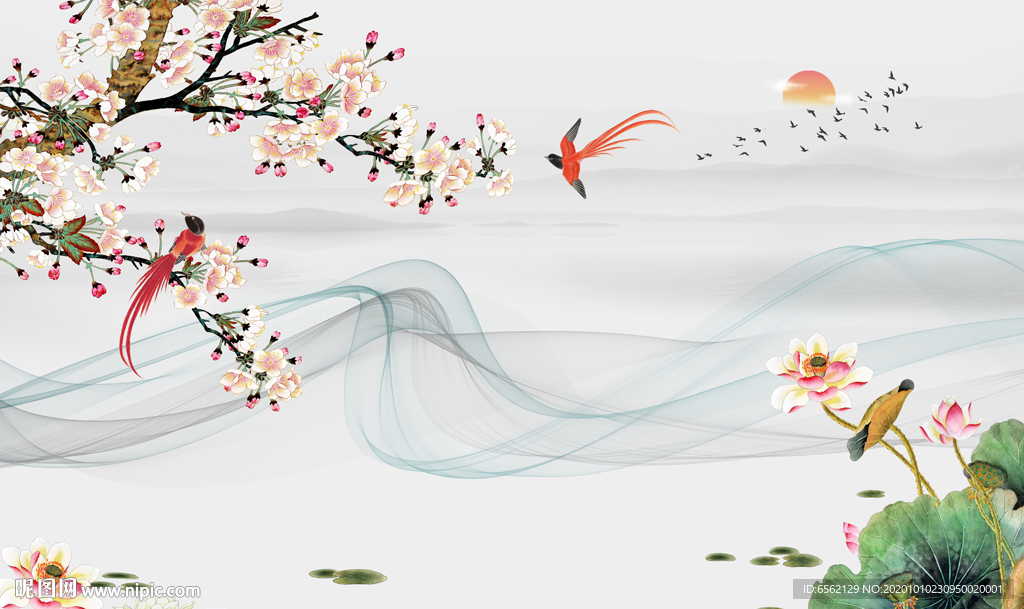 梅花喜鹊电视背景墙