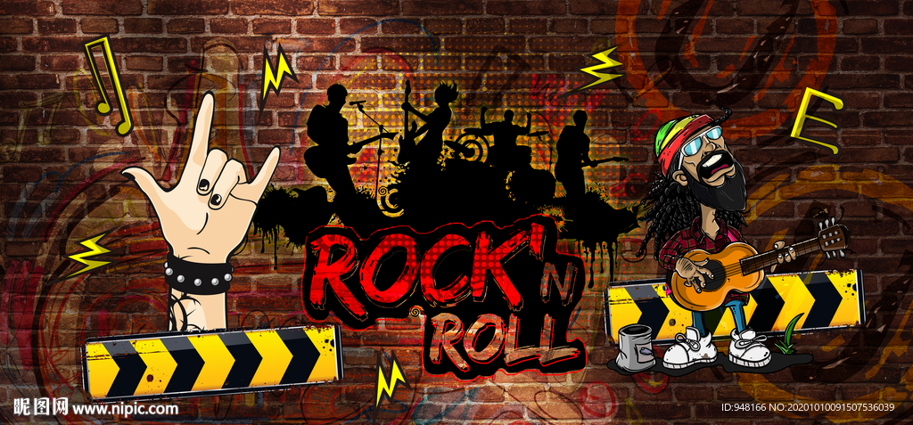 手绘音乐主题装饰画背景墙