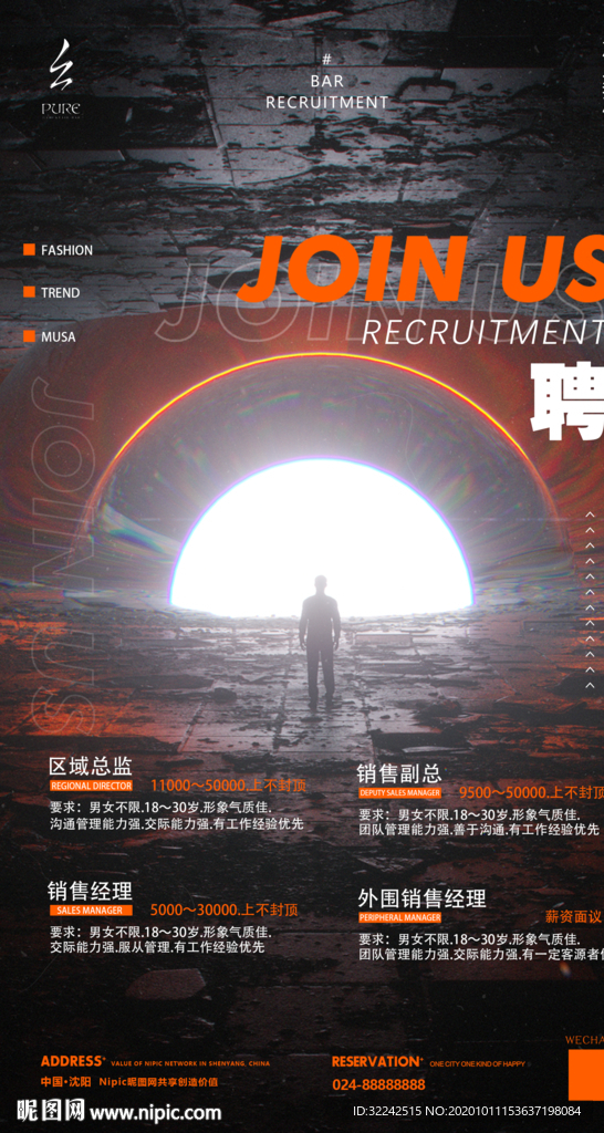 酒吧夜店招聘海报