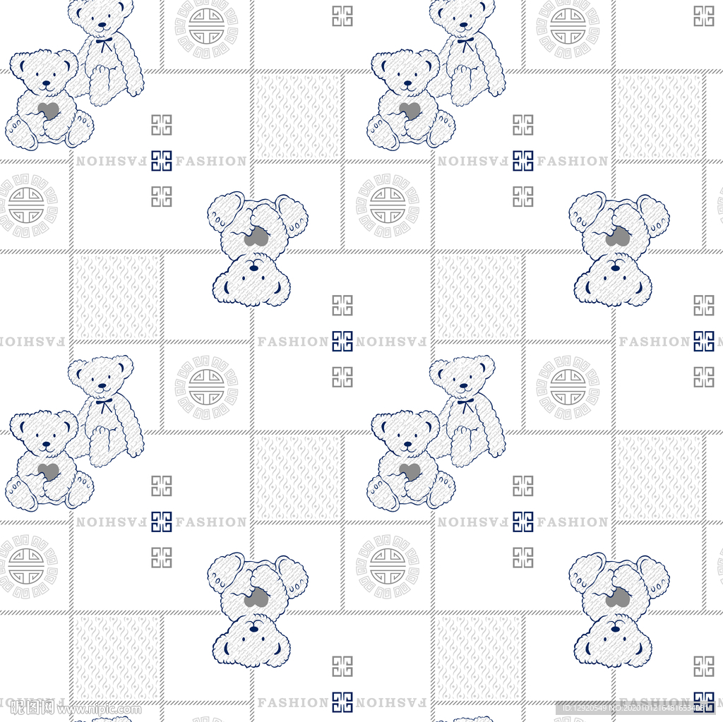 欧美童装睡衣卡通熊格子