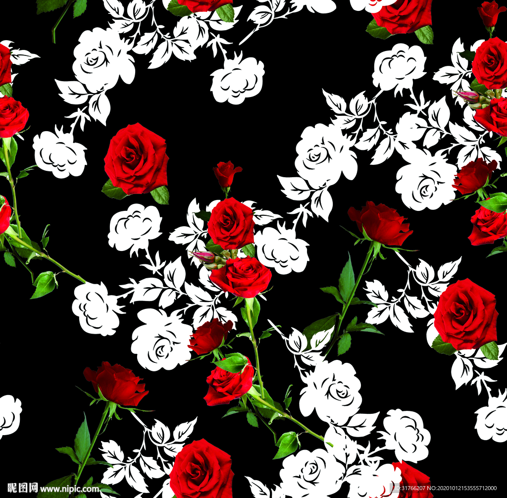 玫瑰花卉背景 手绘花卉