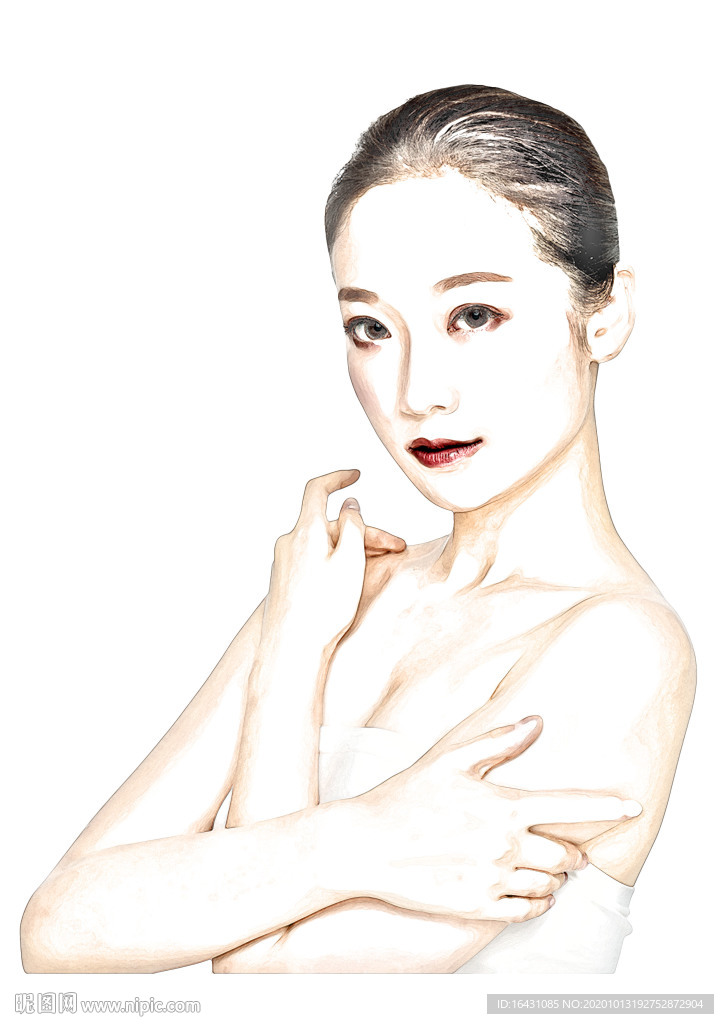 美女水彩效果