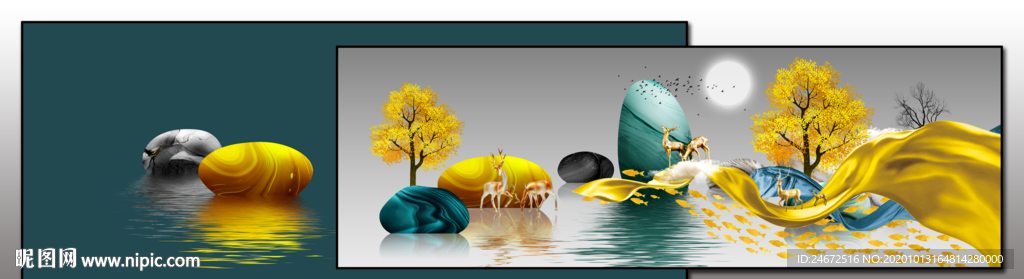 轻奢床头重叠画