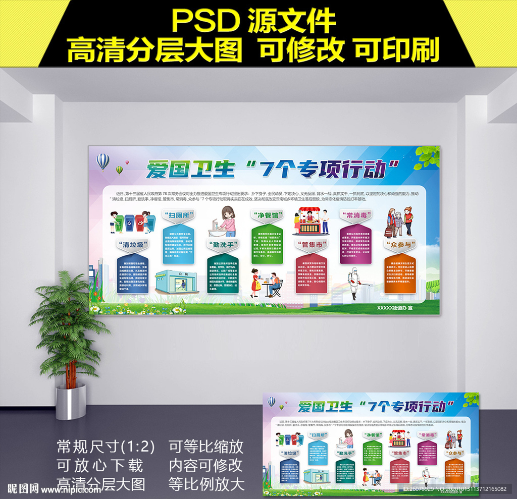 爱国卫生7个专项行动宣传展板