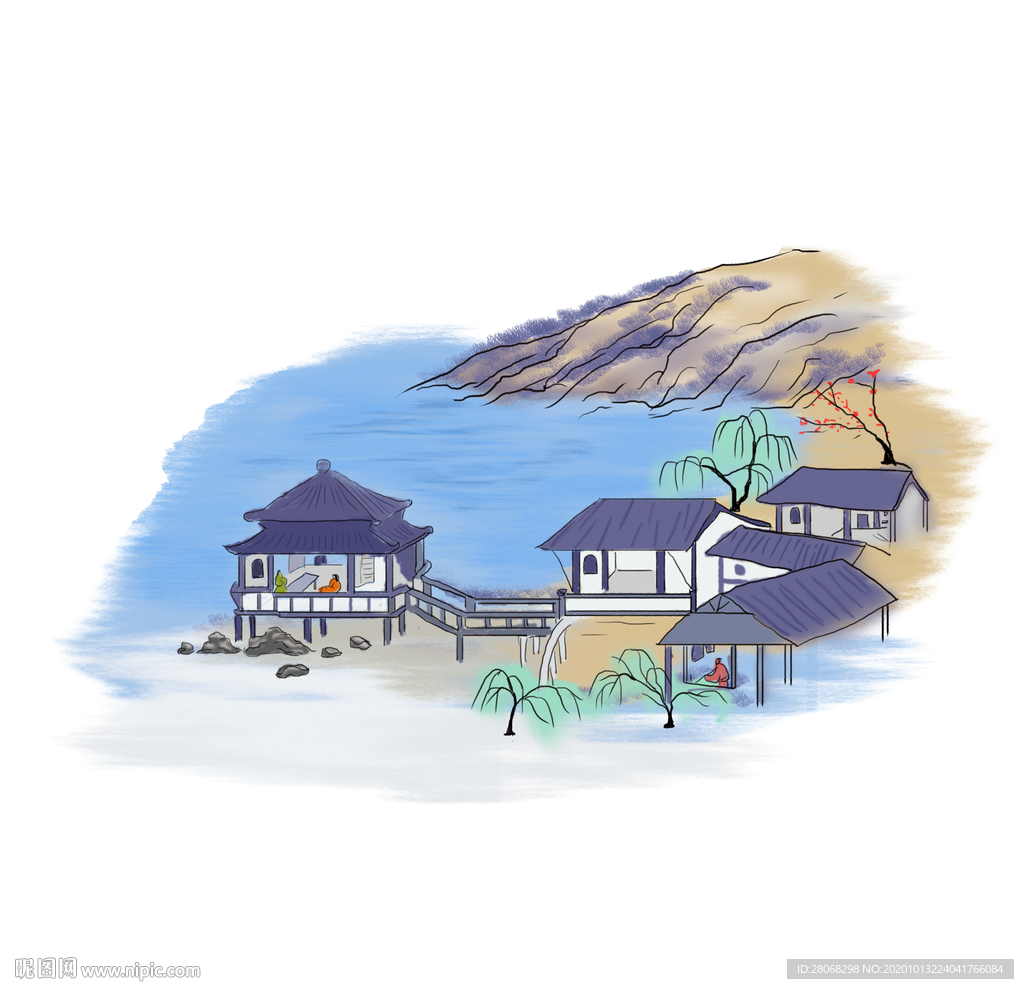 山水装饰画元素