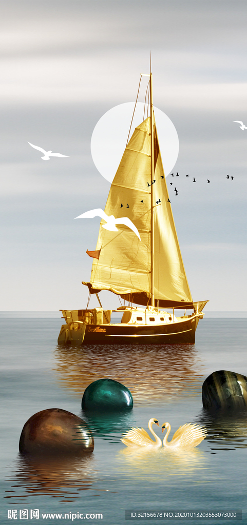 一帆风顺时来运转玄关背景墙