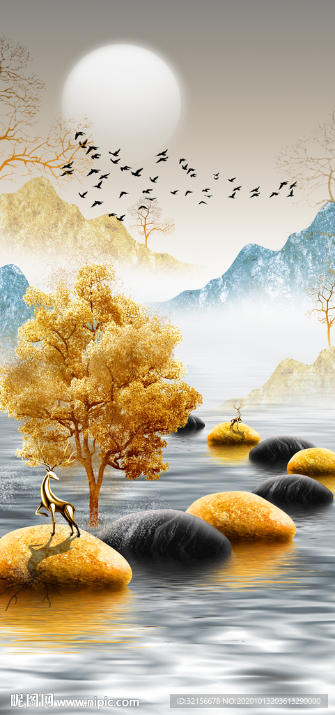 石来运转玄关装饰画