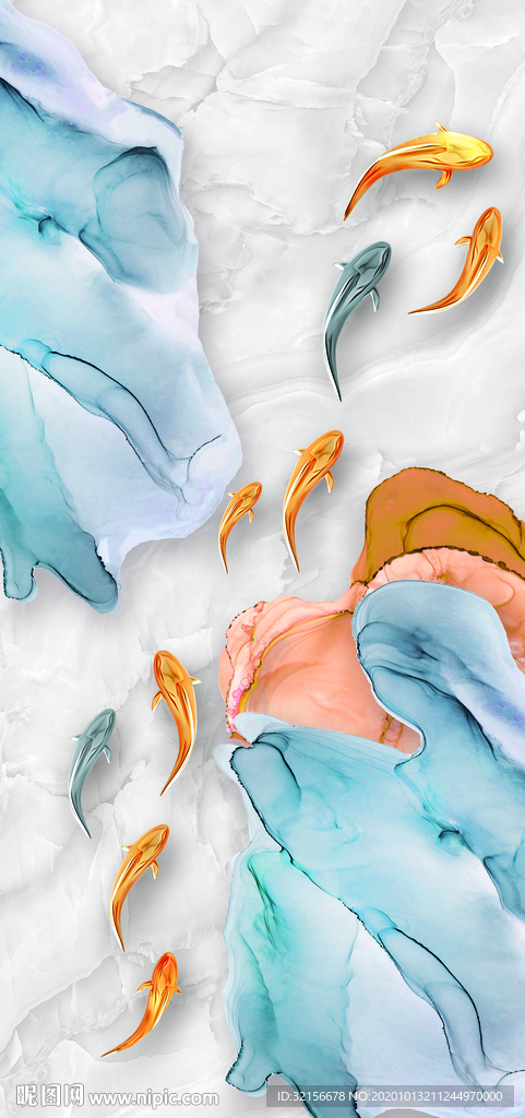 九鱼玄关装饰画