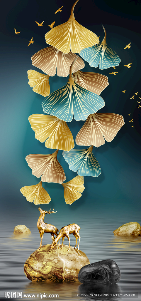 现代简约抽象鹿装饰画