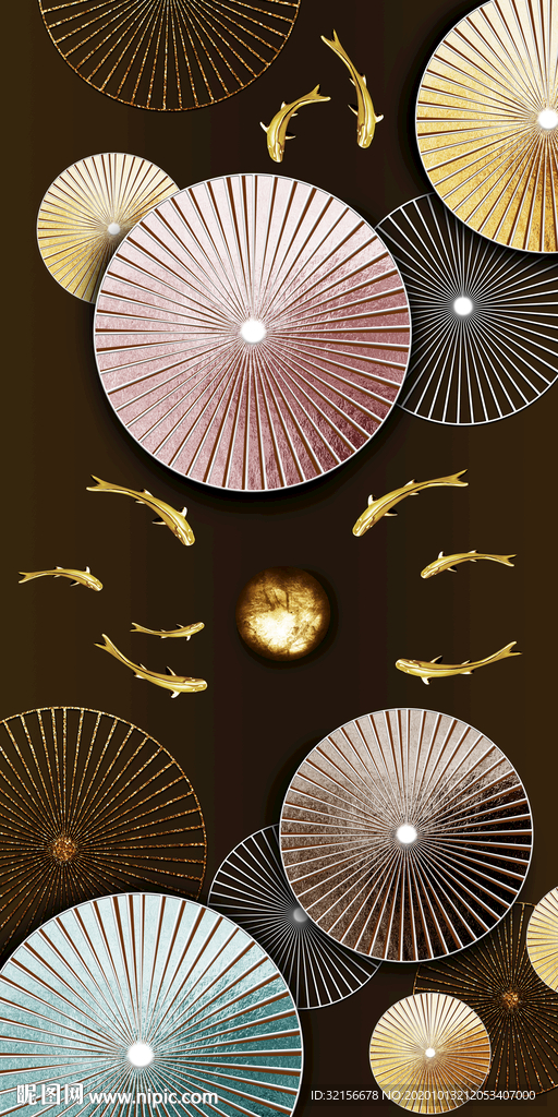 九鱼图玄关装饰画