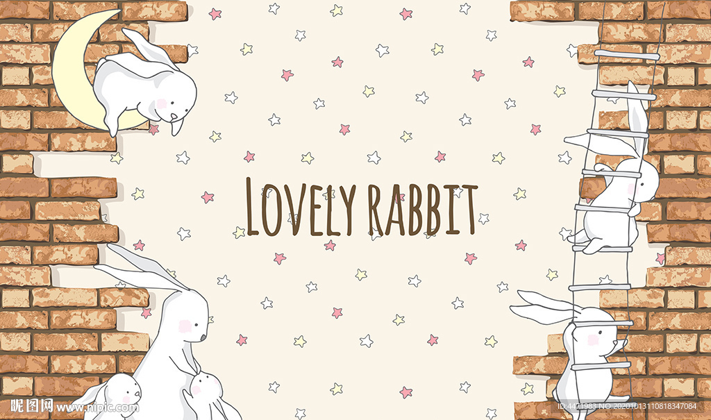 可爱兔子儿童背景墙